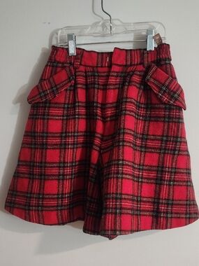Plaid Wool Blend Shorts